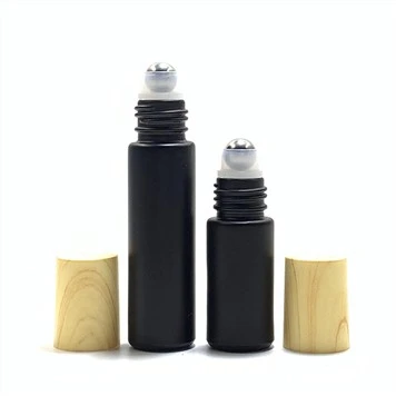 Frasco de rolo de vidro preto fosco de 5 ml