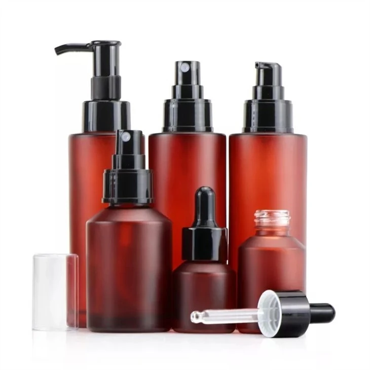 Amber Lotion Serums Glass Bottles