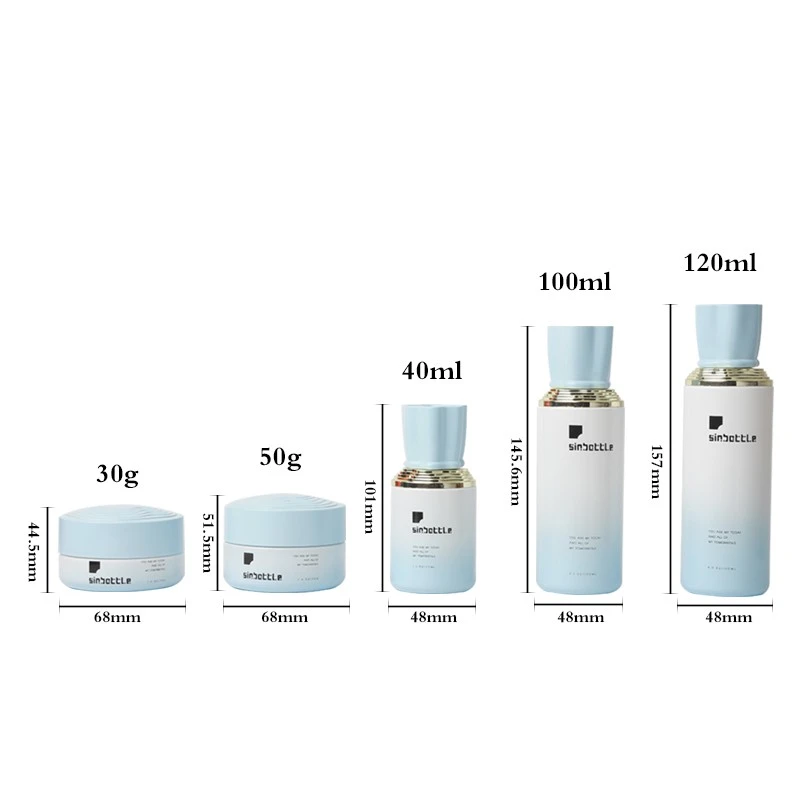 Customizable Cosmetic Glass Bottle Set - 40ml, 100ml, 120ml Lotion Pump Bottles & 30g, 50g Cream Jars For Skincare Packaging high quality